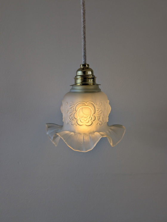 Image 1 of Small vintage pendant lamp with opaline shade, 3 pieces in stock
