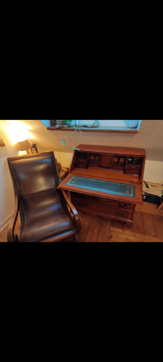 Hemingway Chair, Cult Armchair made of high-quality sheepskin leather, Wood, Brown (photo 5 of 6)