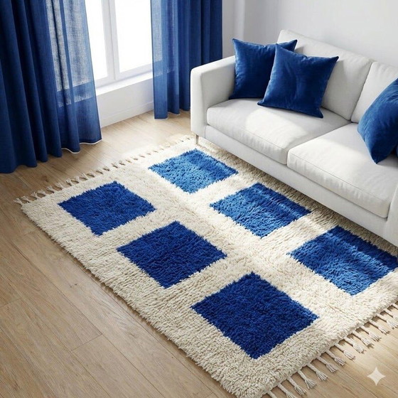 Custom-made blue tiled Rugs & carpets – Textile, Wool (photo 6 of 8)
