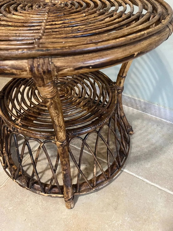 Mesa redonda de ratán – Mesas de centro, Wicker, Rattan, Vintage (photo 5 of 15)