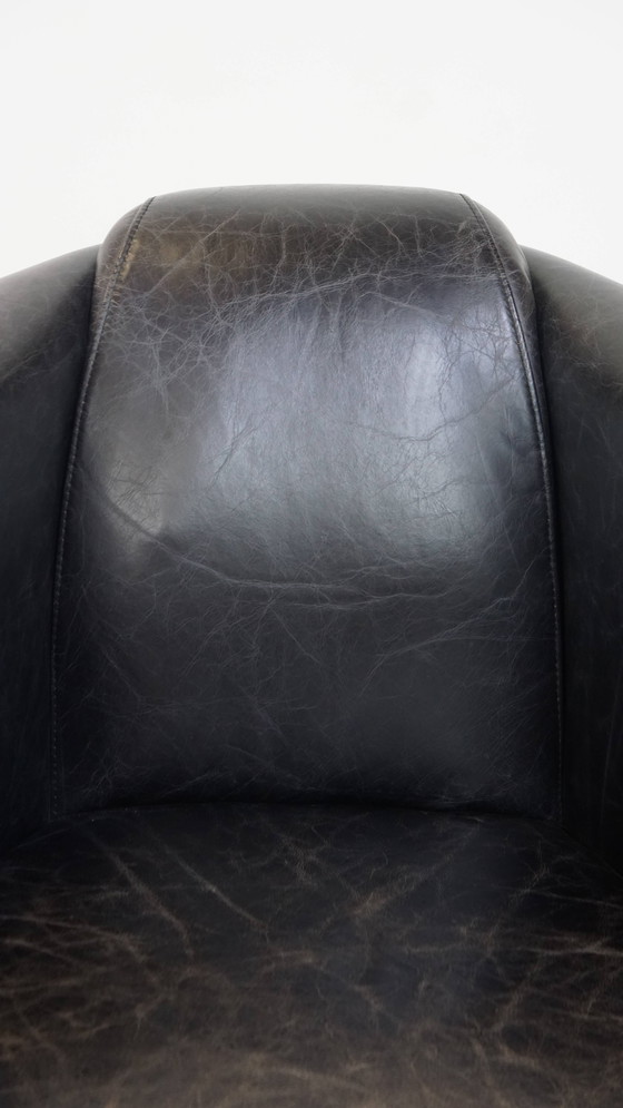 Image 1 of Aviator-Sessel aus schwarzem Rindsleder