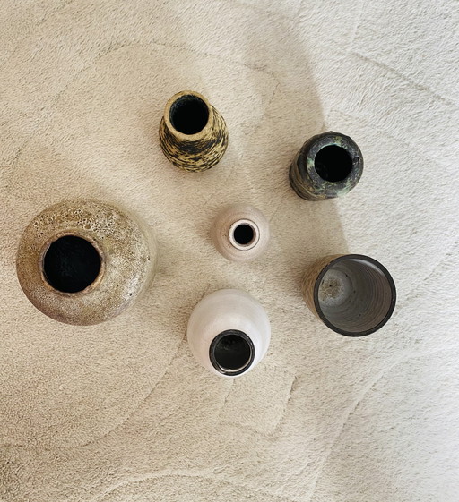 6x small stone vases from the fifties/sixties