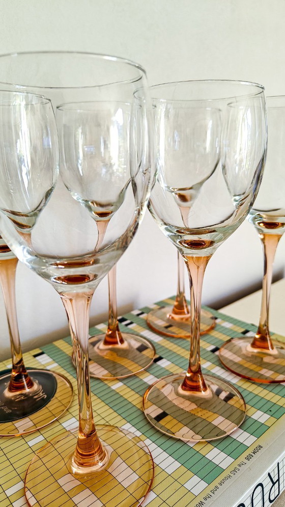 Image 1 of 12x vintage roze wijnglazen Luminarc France