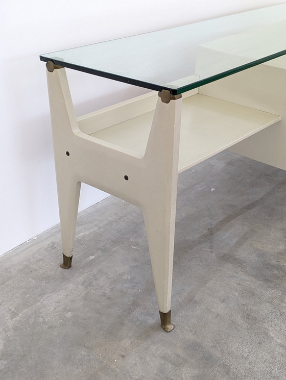 Image 1 of Bureau - Laiton, cristal, bois