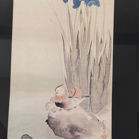 Image 1 of Tableau ancien Iris lithographie fleur 