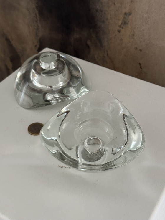 Image 1 of Ensemble de design danois, années 70, chandeliers, bougeoirs, verre, bougies coniques, porte-bougies chauffe-plat