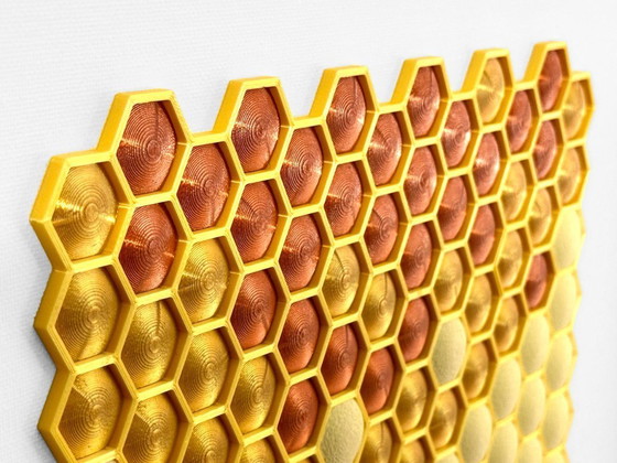 Image 1 of 3D Printed Honeycomb Wall Art, Modern Geometric Framed Decor