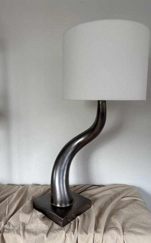 Preloved Design Organic Shape Ceramic Silver Table Lamp