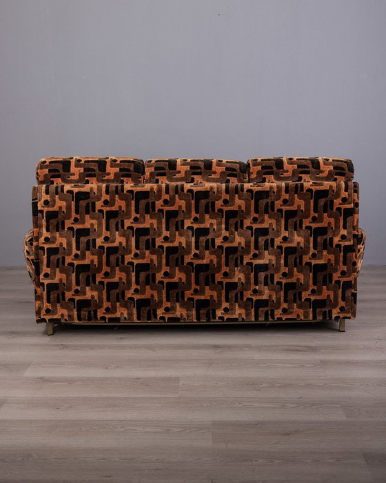 Image 1 of DIVANO A TRE POSTI VINTAGE ANNI 70 IN VELLUTO MULTICOLORE DESIGN ITALIANO