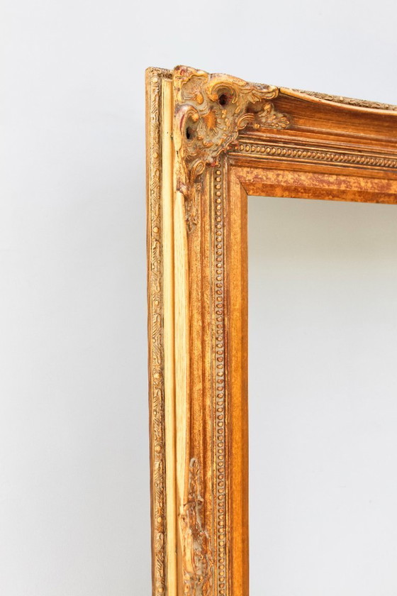 Image 1 of Marco barroco antiguo de madera con pan de oro, hecho a mano, estilo Luis XVI. Marco barroco para cuadro, espejo, etc.