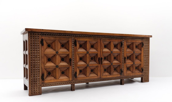 Image 1 of Large Solid Brutalist Rustic 3D Sideboard, 1960s
