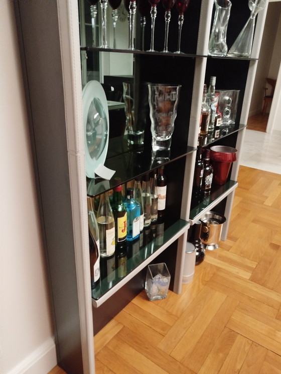 Image 1 of Vetrina vintage italiana in pelle, marmo e vetro