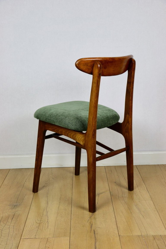 Image 1 of Vintage Hałas stoel groen - houten rugleuning