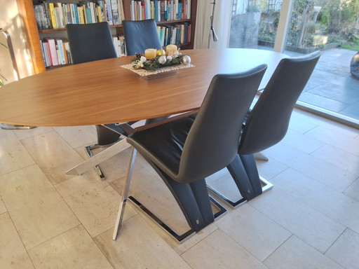 Rolf Benz 7800 black leather dining chairs 4x