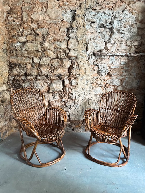 Image 1 of Juego de ratán italiano de los años 70