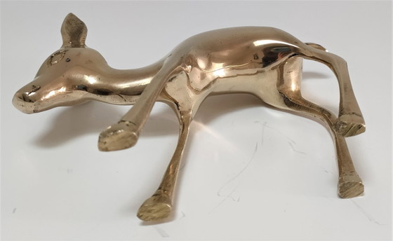 Image 1 of solid brass deer, 1980s