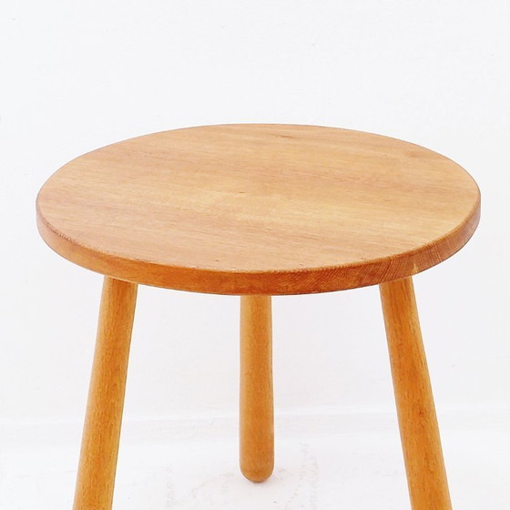 Image 1 of Vintage tripod side table in solid wood with rounded legs