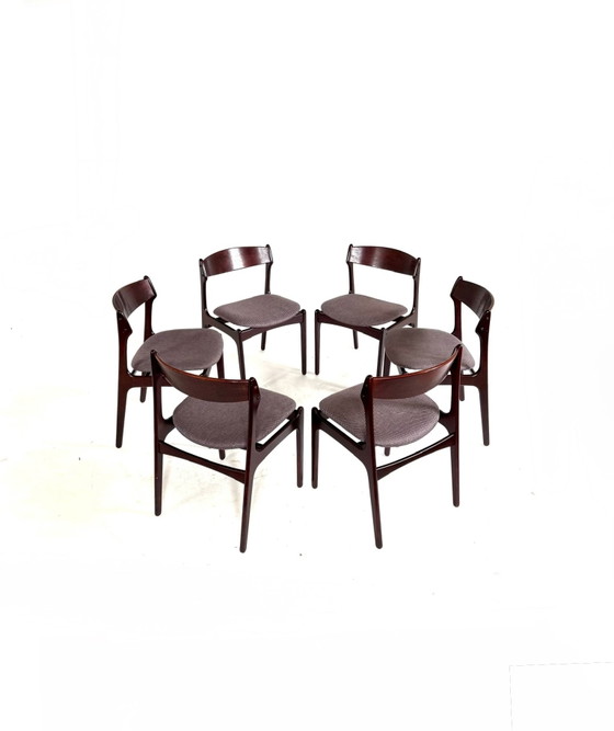 6 chaises de salle à manger vintage, Erik Buch ‘70 – Wood, Textile (photo 15 of 15)