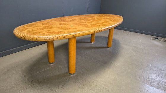 Image 1 of XXL dining table in burl and elm wood, 1980s