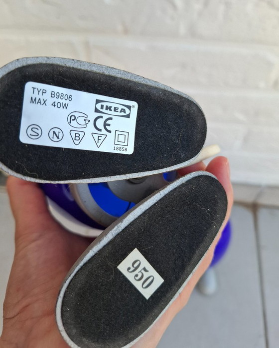 Image 1 of Vintage Ikea Fjorton Blue Egg Table Lamp Nightlight Tatsuo Konno Dinosaur