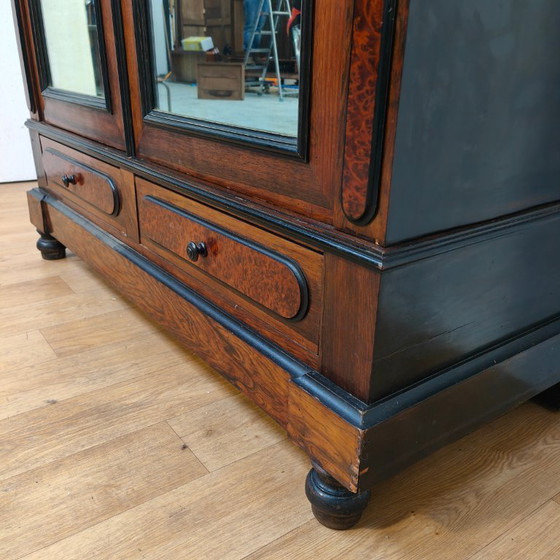 Image 1 of Vintage antieke kledingkast garderobekast kleerkast spiegelkast demontabel