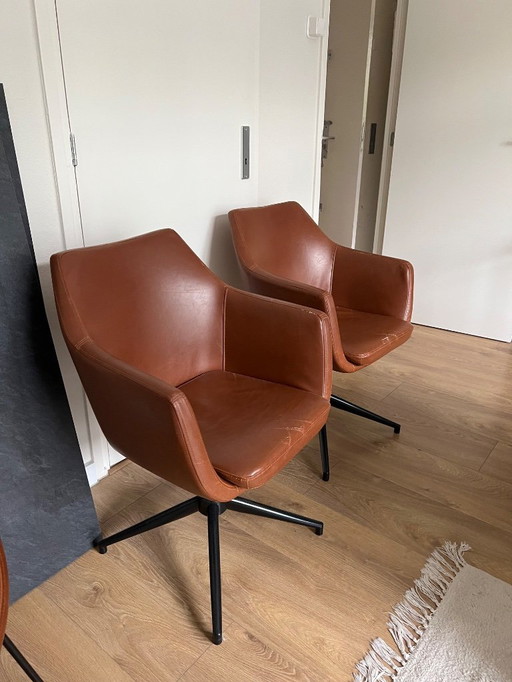 Chaises pivotantes Westwing en simili-cuir avec accoudoirs