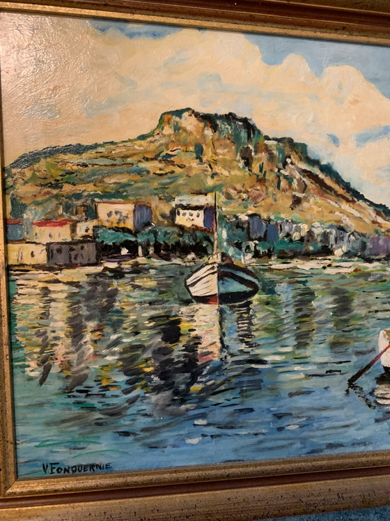 Sète - View of Mont Saint-Clair - 1970s - V. Fonquernie - Henri Portal Gallery – Paintings & Drawings, Wood (photo 4 of 15)