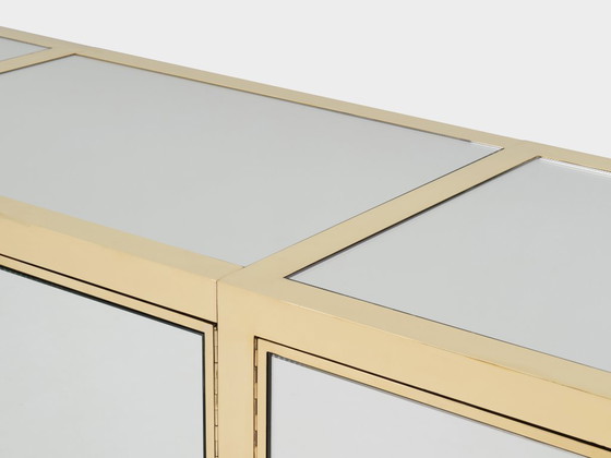 Image 1 of Michel Pigneres brass mirrored lucite feet sideboard 1970s