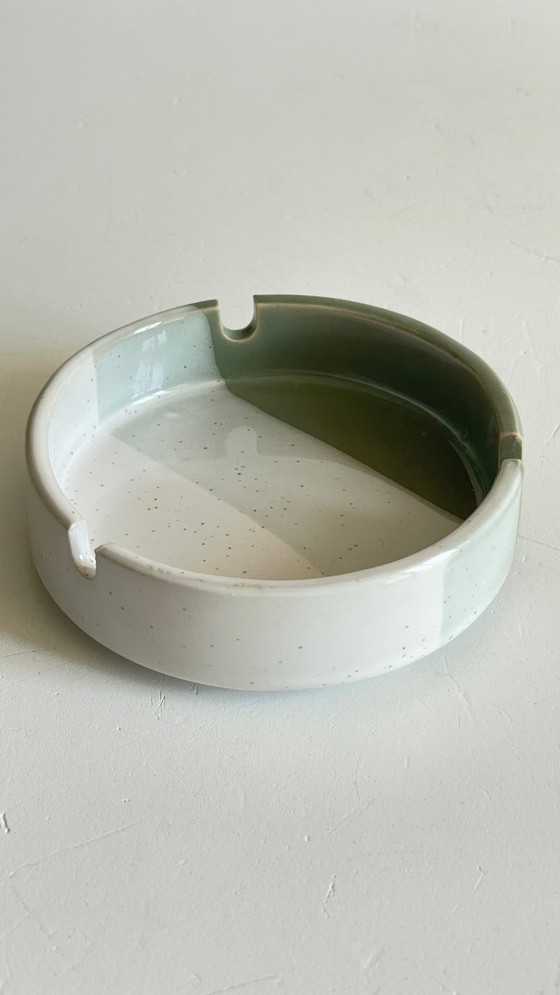 Image 1 of Striped stoneware ashtray, 1980s