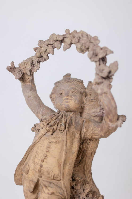 Rococo style terracotta sculpture, Children and Flowers. Circa 1850. – Ceramic (photo 5 of 11)