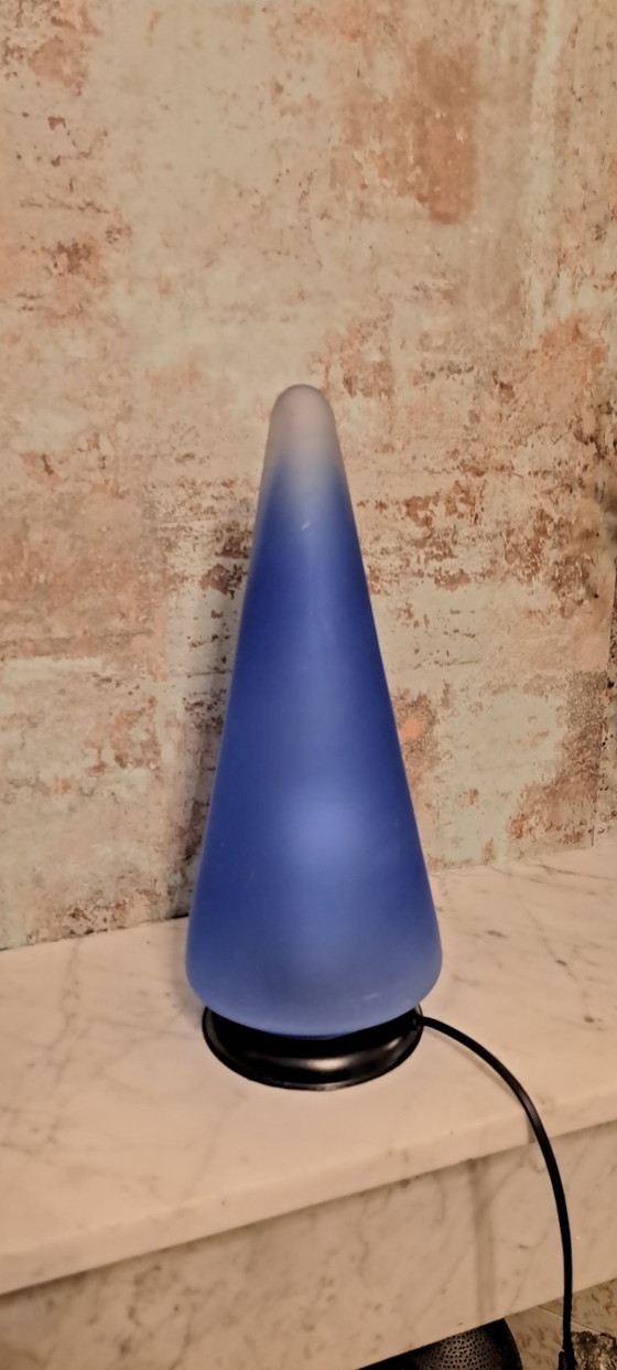Image 1 of Vintage glass cone table lamp Space Age Design Glass, Blue
