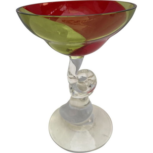 Vintage green and red cup by Serge Mansau for Murano 1992s