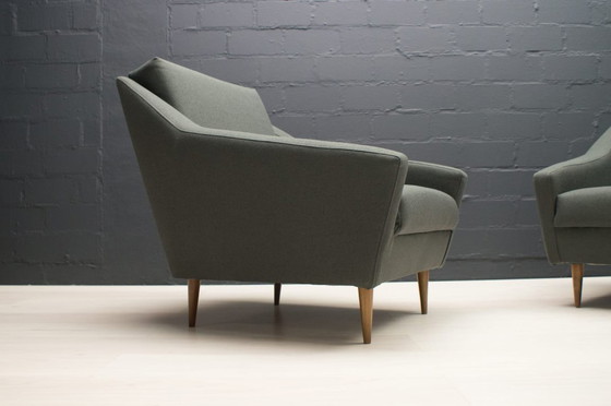 Image 1 of Set di poltrone in legno e tessuto di Eddie Harlis per Hans Kaufeld, anni '60