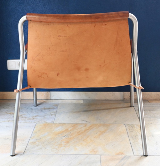 1x Ox Denmarq Fauteuil September - Leder/RVS