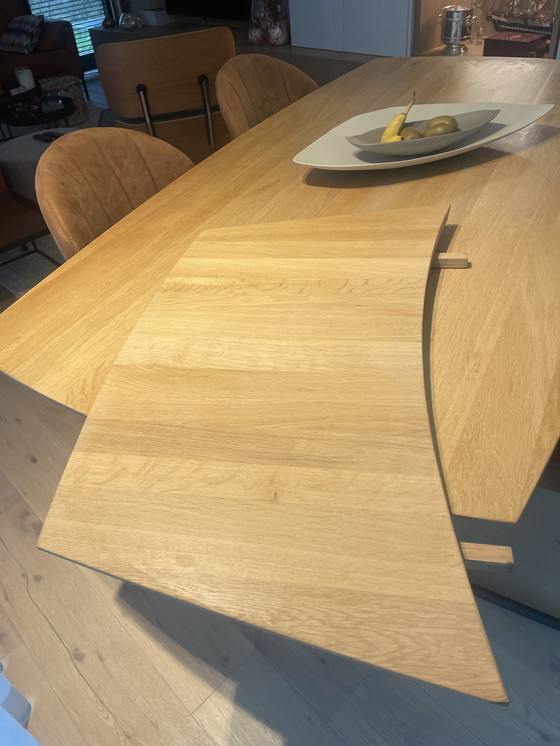 Image 1 of 4 di 6 cognac nubuck MXSOFA stoelen EN eiken tafel in bootvorm 180