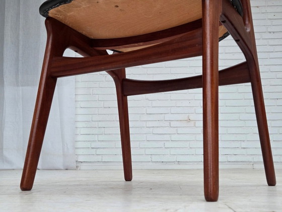 Image 1 of Anni '60, set di 4 sedie da pranzo danesi rivestite, design di Erik Buck, modello 310.