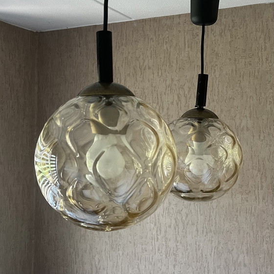 Image 1 of 2x lampade da soffitto a sfera in vetro vintage anni '70