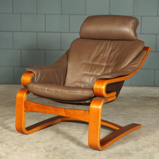Image 1 of Deense “Apollo” fauteuil met hocker – Svend Skipper – jaren 70
