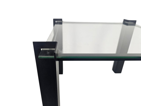 Image 1 of Post Modern - bijzettafel - vierkant - glas - metaal - 80's