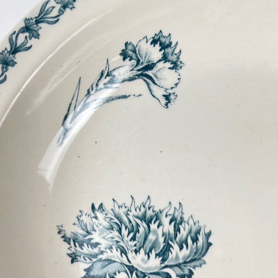 Image 1 of Low salad bowl with rim, "Oeillet" pattern, KG Lunéville, ironstone, 19th century