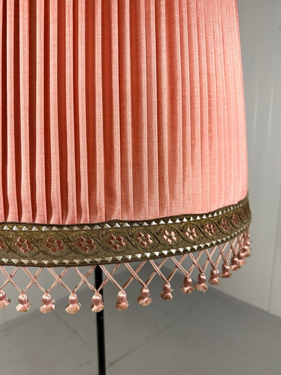 Image 1 of Austrian brass floor lamp with pleated lampshade 1940-50s