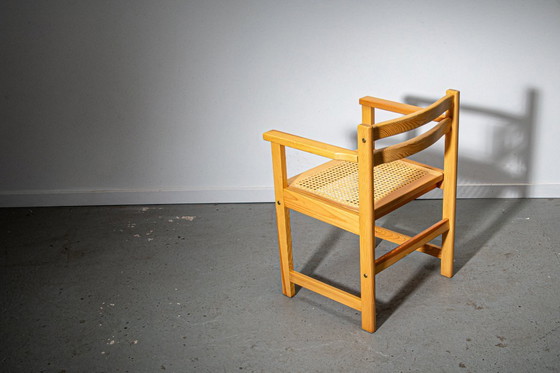 Image 1 of Sillón de pino y caña fabricado en Bélgica Circa. 1980