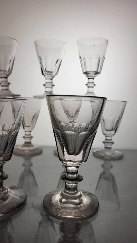 9 Wein Gläser im Caton / Baccarat Stil aus dem 19. Jahrhundert – Gläser & Karaffe, Crystal, Glass (photo 4 of 6)