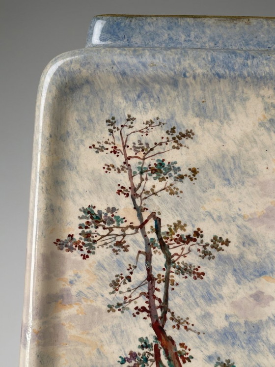 Large Ceramic Landscape Vase – Attributed to Montigny-Sur-Loing – 36 Cm – Glass art (photo 9 of 12)