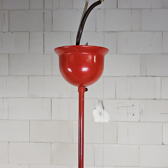Image 1 of Vintage Red Space Age Pendant Lamp / Chandelier (stilnovo) Sputnik (Italian design)