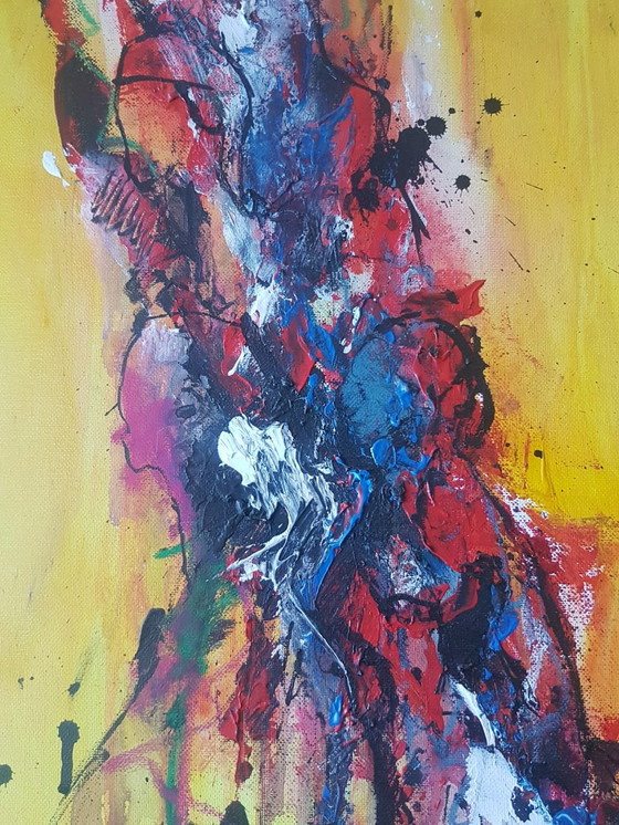 Image 1 of People on the way to...,abstract 3D schilderij gemaakt in acryl en inkt.