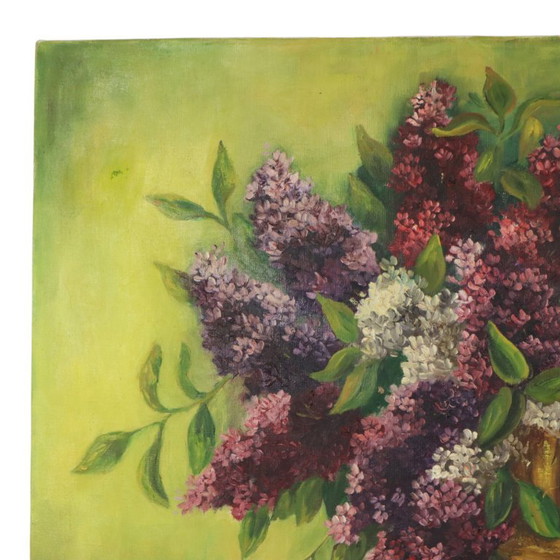 Large Colorful Floral Still Life with Lilacs Painting 90x70cm – Paintings & Drawings, Canvas, Vintage (photo 6 of 15)