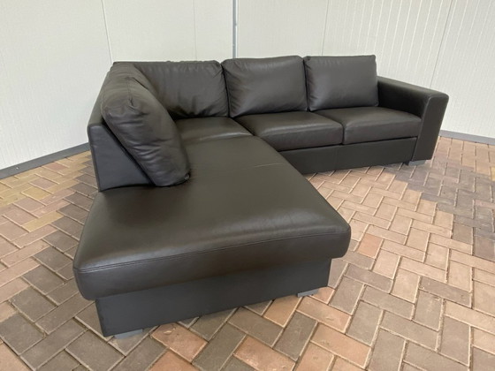 Image 1 of Beautiful Grey Real Leather Corner Sofa
