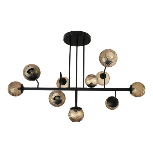 Contemporary Smoked-Fumè "Ballotton" Spheres Attributed to Murano Glass Sputnik Chandelier by Simoeng