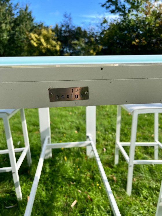 T&T Design White Bar/Garden Table with 4 Bar Stools – Garden sets, Glass, Metal (photo 6 of 6)